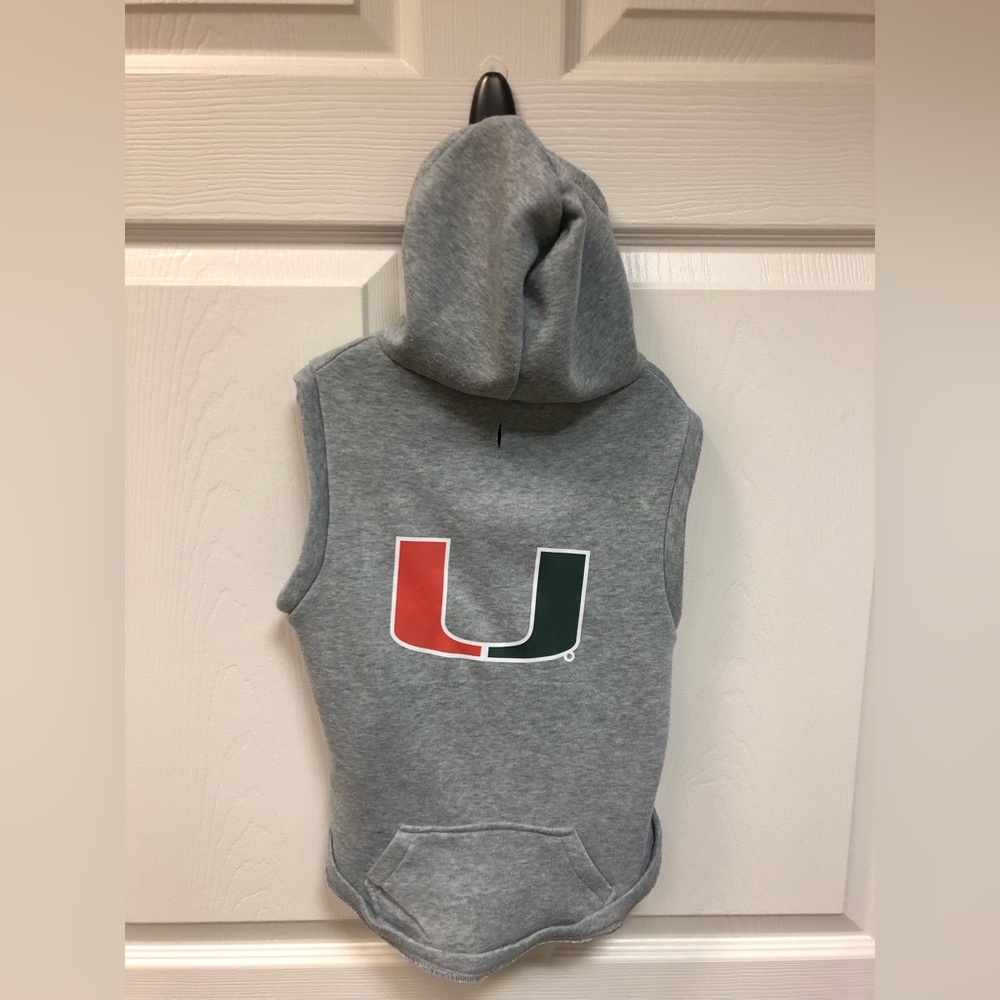 Hunter Gray Dog Hoodie with Red & Green 'U' Logo